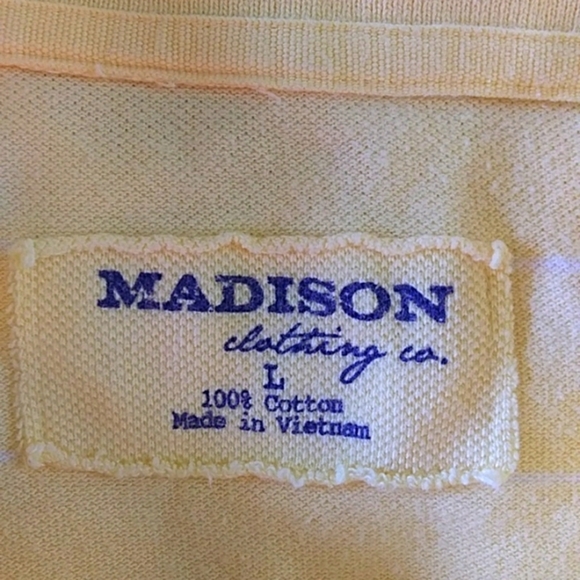 Madison Clothing Co Mens Large Yellow Polo Shirt - Picture 3 of 5